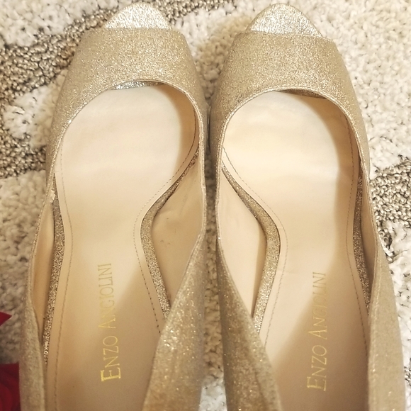 Enzo Angioloni gold peep toe sz9 - Picture 6 of 11